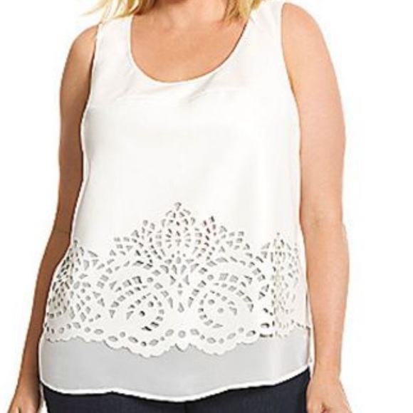 Lane Bryant Tops - Lane Bryant faux leather white tank